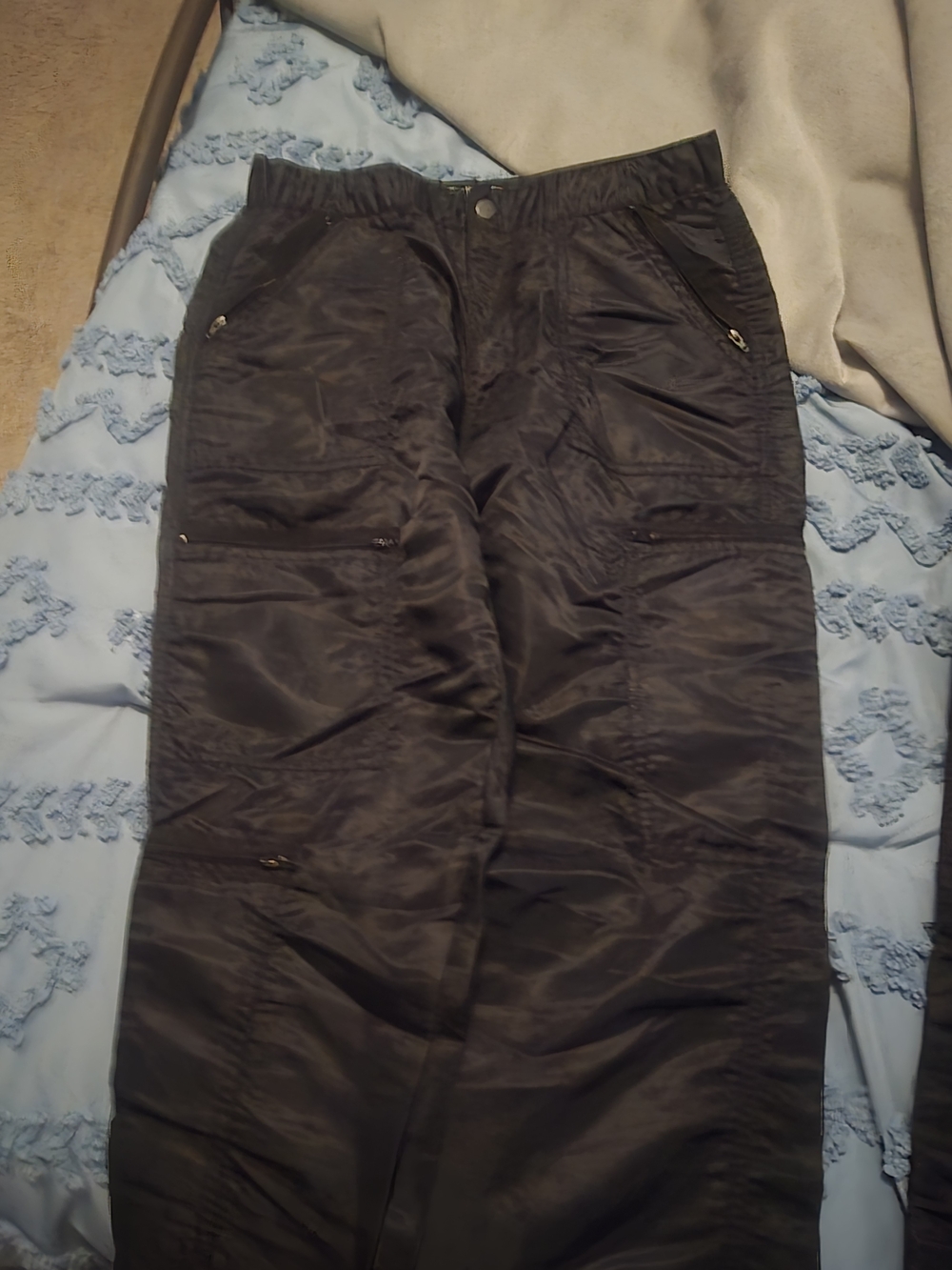 Bugle Boy Black Cargo Pants with Multiple Zippered Pockets